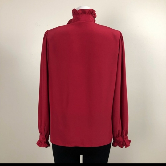 3/$35 Vintage High Neck Ruffle Blouse - Picture 3 of 4